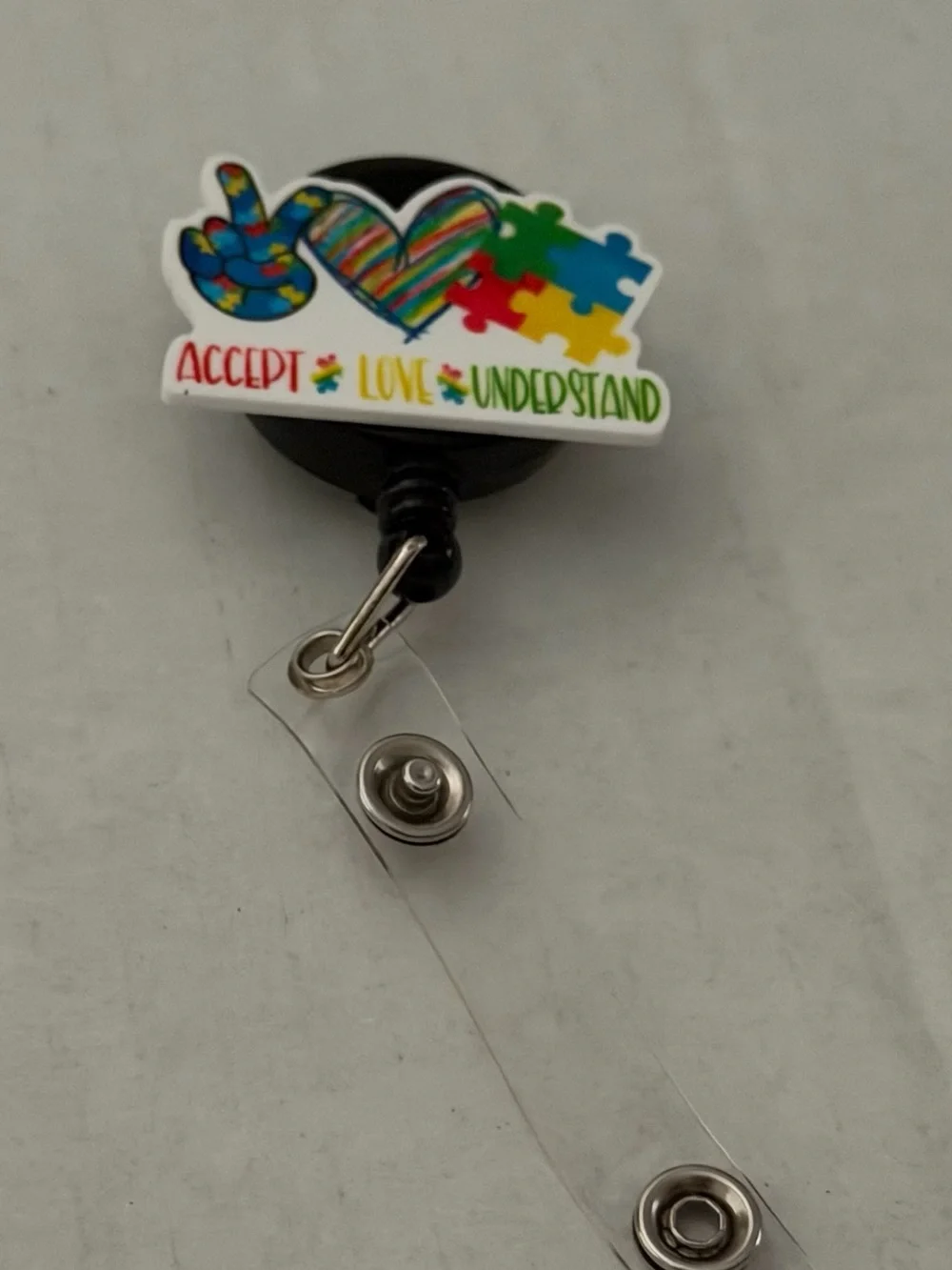 Accept Love Understand Rainbow Puzzle Badge Reel